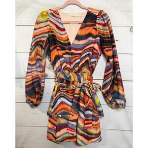 Marie Oliver XS Dress Tie Waist Vibrant Cocktail Night Out Classy Chic Designer